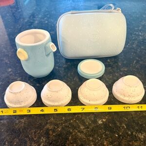 WONDER NEST Portable Tea Set Ceramic Travel Tea Pot & Cups Set with Portable Bag